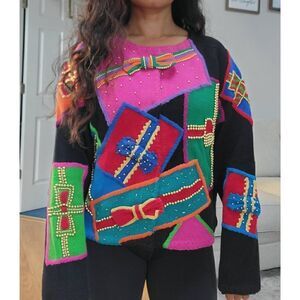 Vintage Michael Simon Holiday Gifts BowUgly Holiday Collectible Sweater M